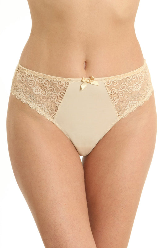 Klassisk trosa i microfiber och spets CATRINA S1137 beige