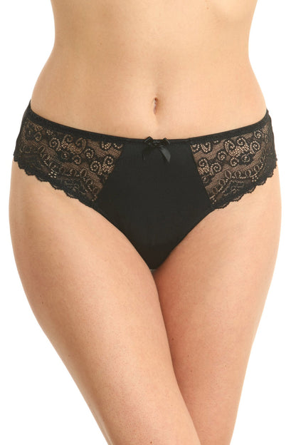 Klassisk trosa i mikrofiber och spets CATRINA S1137 svart