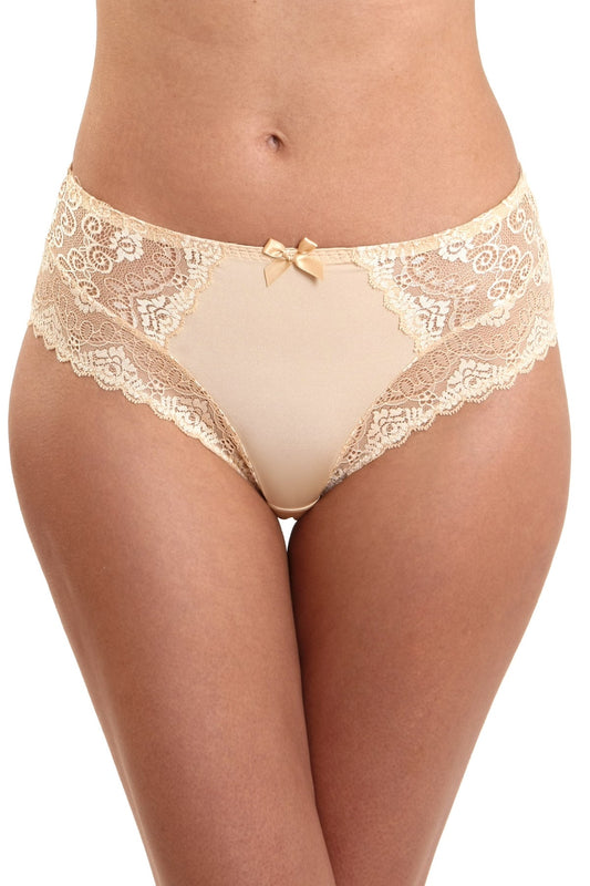 Klassisk trosor i mikrofiber och spets CATRINA S1509 beige