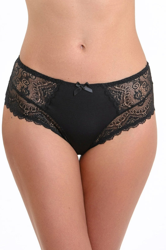 Klassisk trosa i mikrofiber och spets CATRINA S1509 svart