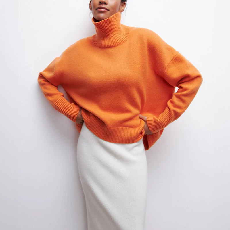 Amelia | Pulover elegant cu guler înalt din tricot