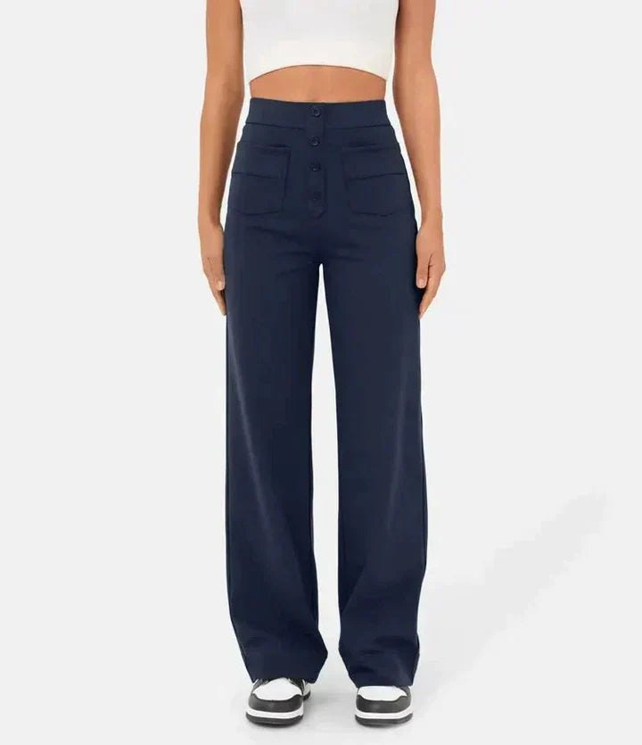 Nina | Pantaloni elastici cu talie înaltă
