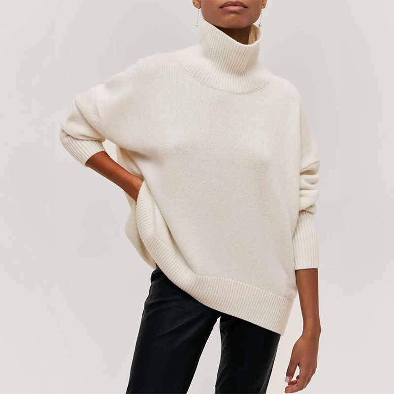 Amelia | Pulover elegant cu guler înalt din tricot
