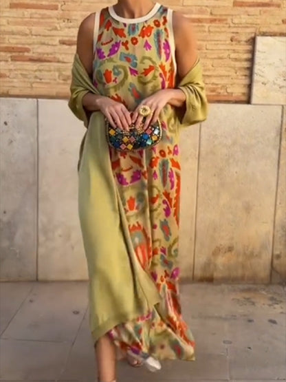 Elegant tvådelad klänning med cape