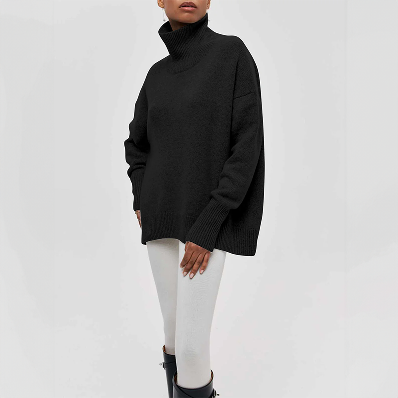 Amelia | Pulover elegant cu guler înalt din tricot