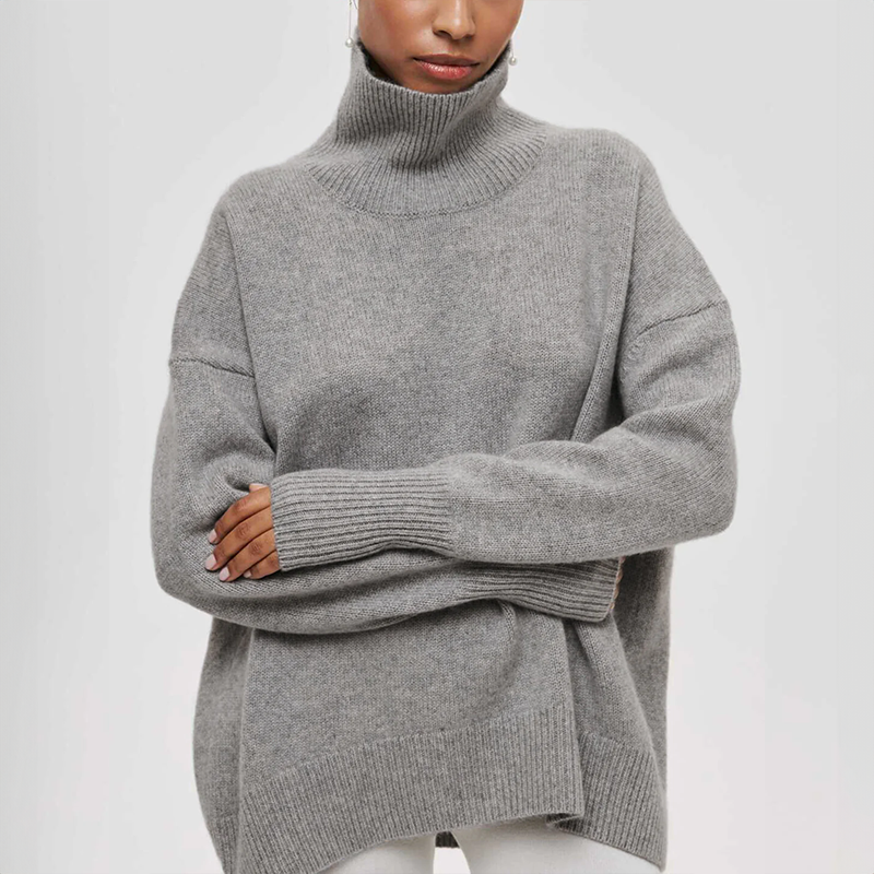 Amelia | Elegant pullover med hög krage i stickat