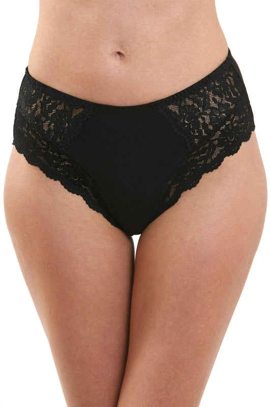 Klassiska svarta trosor i bomull och spets FIONA S1507