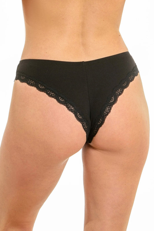 Braziliansk trosa i bomull och spets ISA S1585 Svart