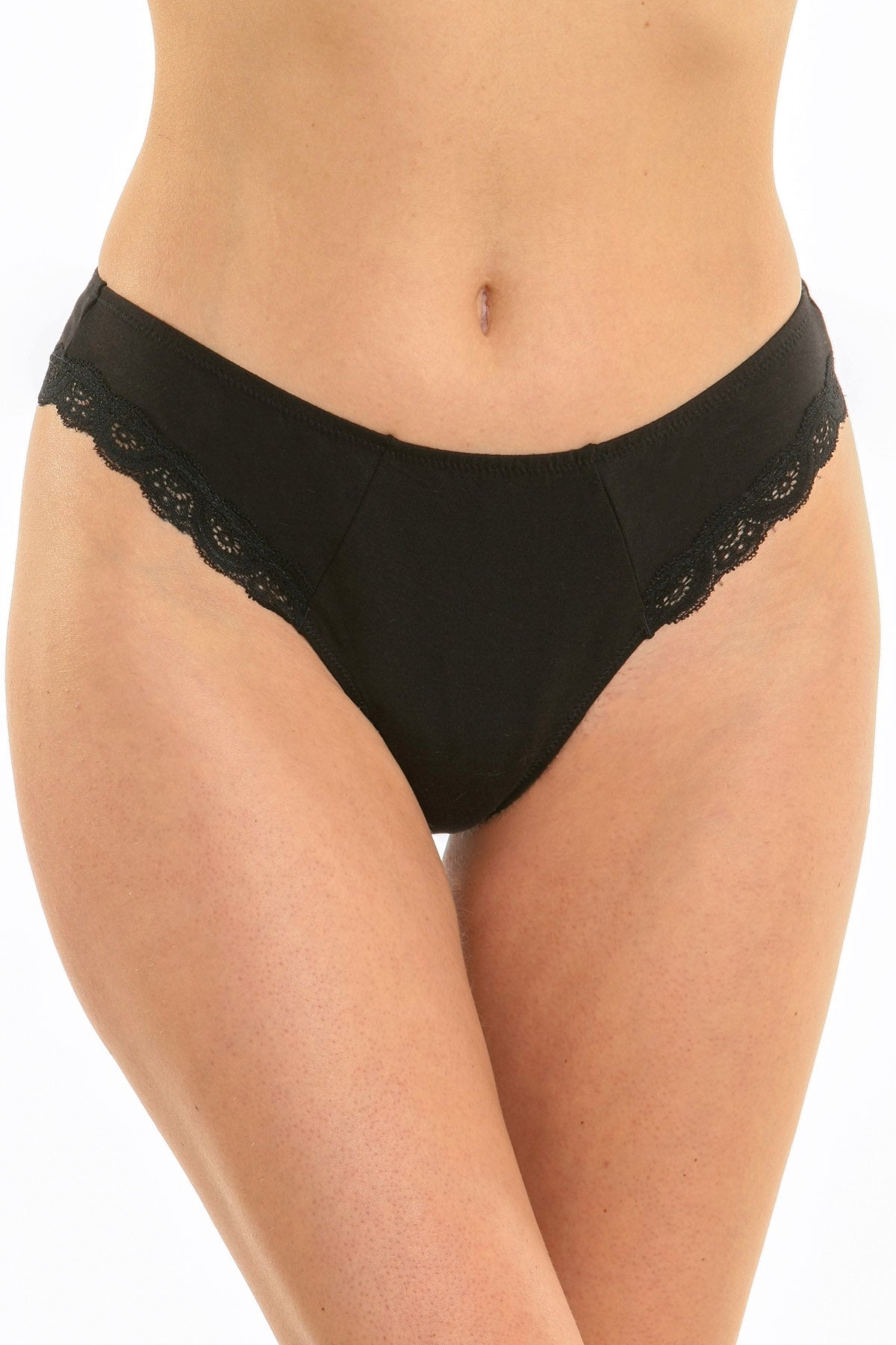 Braziliansk trosa i bomull och spets ISA S1585 Svart