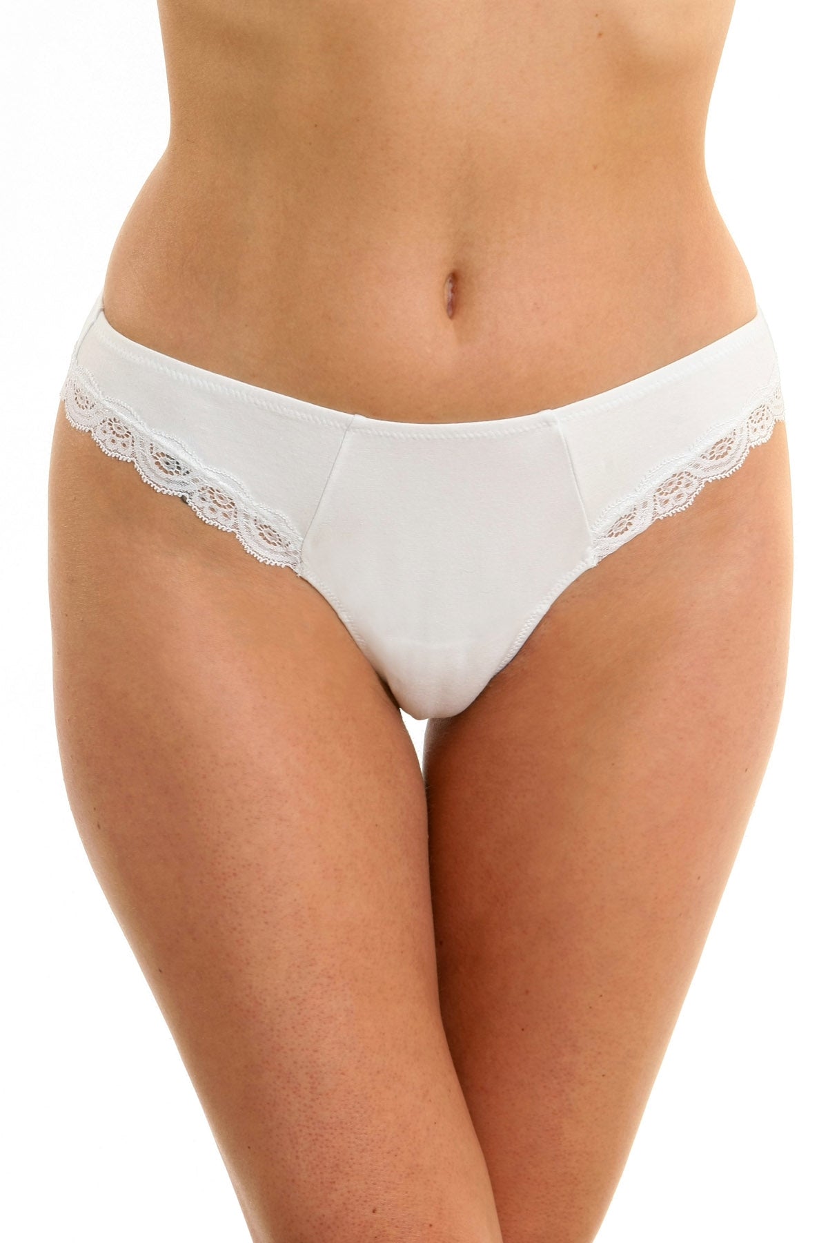 Braziliansk trosa i bomull och spets ISA S1585 Vit