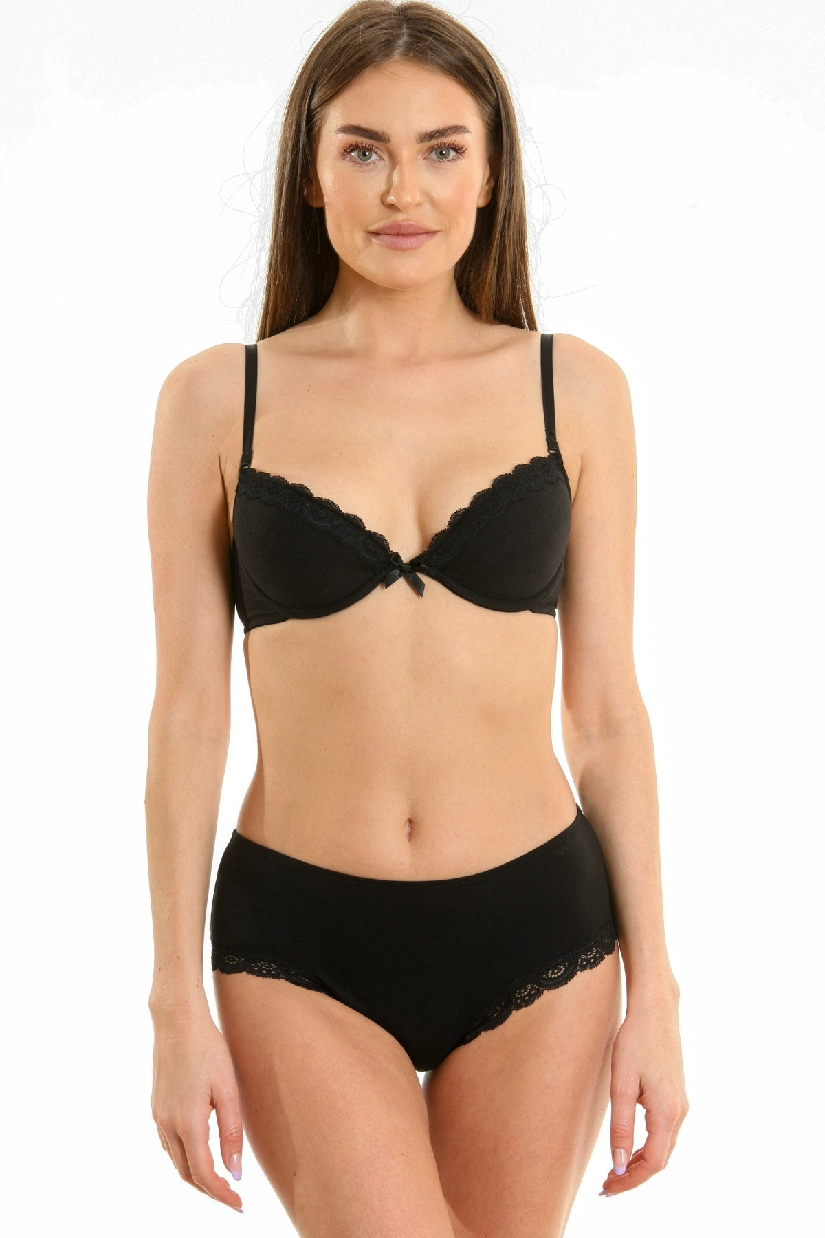 Chilot panty i bomull och spets ISA T0164 svart