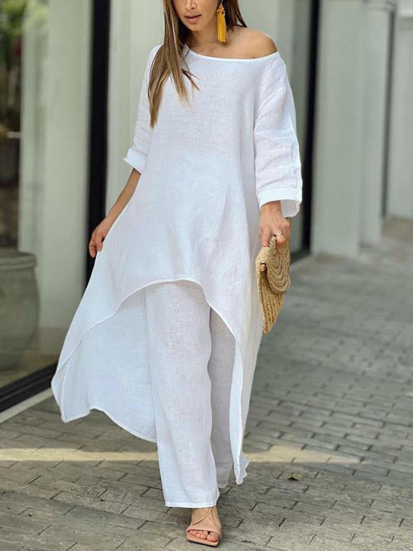 Elegant tvådelad set i solid färg