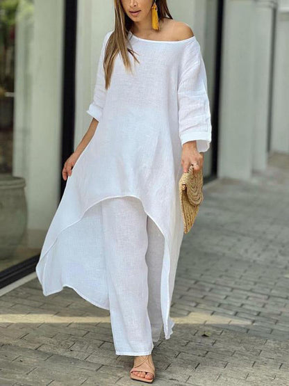 Elegant tvådelad set i solid färg