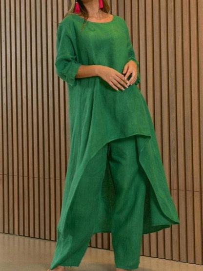 Elegant tvådelad set i solid färg