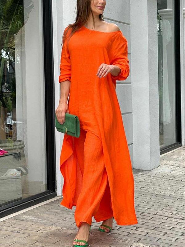 Elegant tvådelad set i solid färg