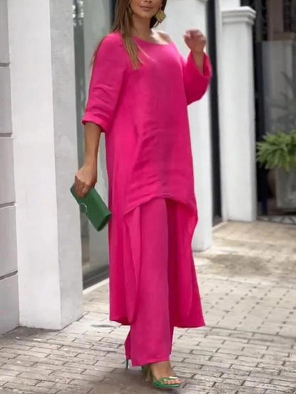 Elegant tvådelad set i solid färg