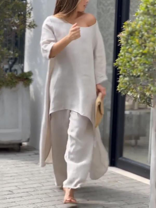 Elegant tvådelad set i solid färg