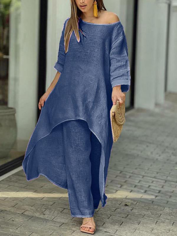 Elegant tvådelad set i solid färg