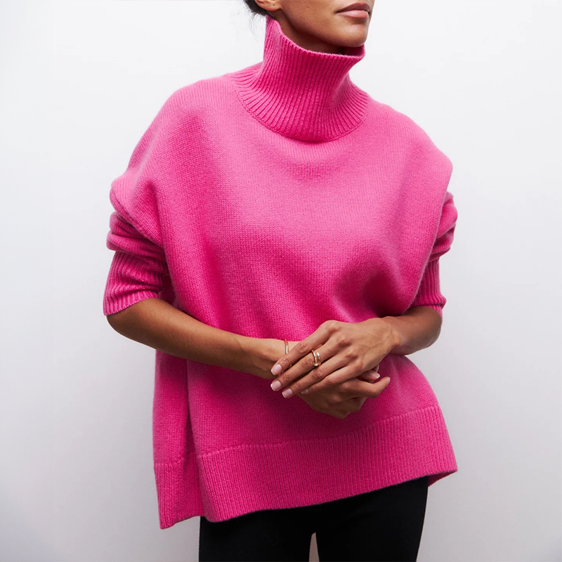 Amelia | Pulover elegant cu guler înalt din tricot