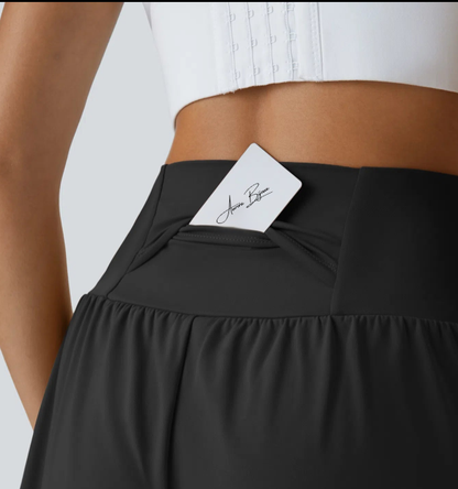 2-i-1-fitnessshorts med bakficka och dold sidoficka 7,6 cm