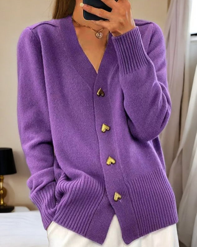 Adele | Cardigan elegant cu nasturi în formă de inimă