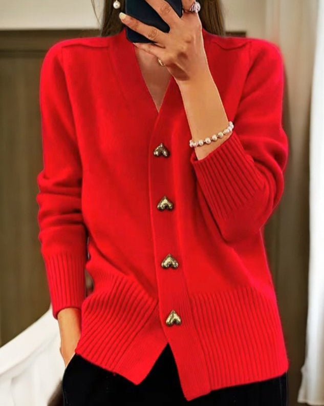 Adele | Cardigan elegant cu nasturi în formă de inimă