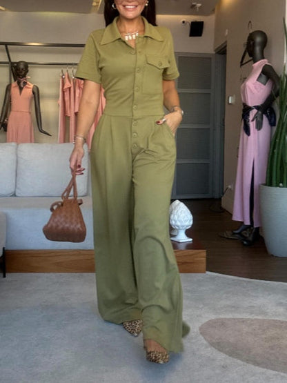 Overall med krage och korta ärmar