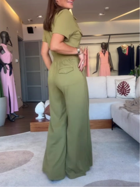 Overall med krage och korta ärmar