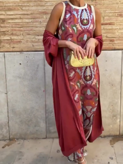 Elegant tvådelad klänning med cape